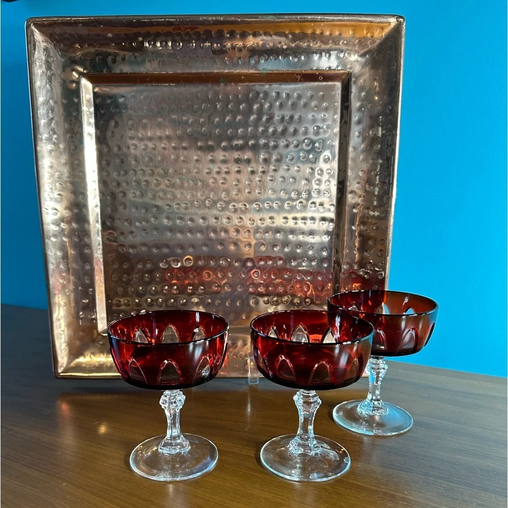 Hammered Copper Artisan Hand-Crafted Hosting or Display 13.75” Square Tray